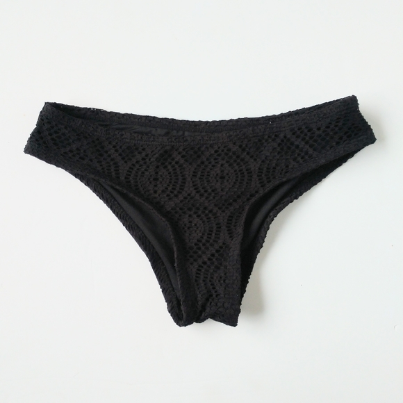 Black Mesh Cheeky Bikini Swimsuit Bottom S - Picture 1 of 3